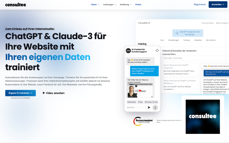 Kundenreferenz: consultee, Screenshot, Ki-Chatbot