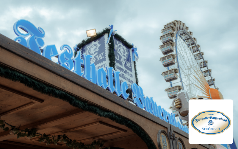 Kundenreferenz: Festhalle Bayernland, Frontansicht Festhalle mit Riesenrad